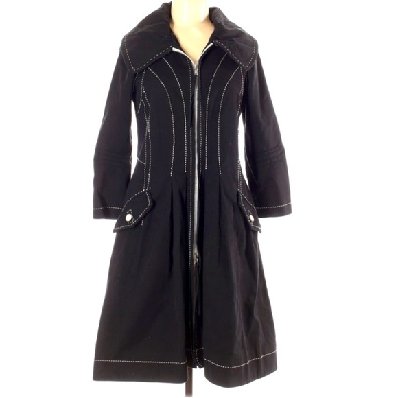 Richard Chai Black White Stitch Contrast Overcoat women’s size 8 structured - Picture 1 of 12